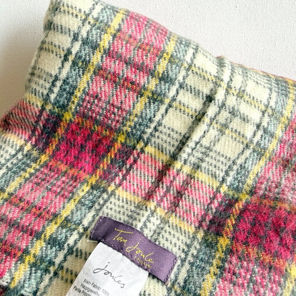 Joules Pink Tartan Women's Vintage Wrap or Wide Scarf